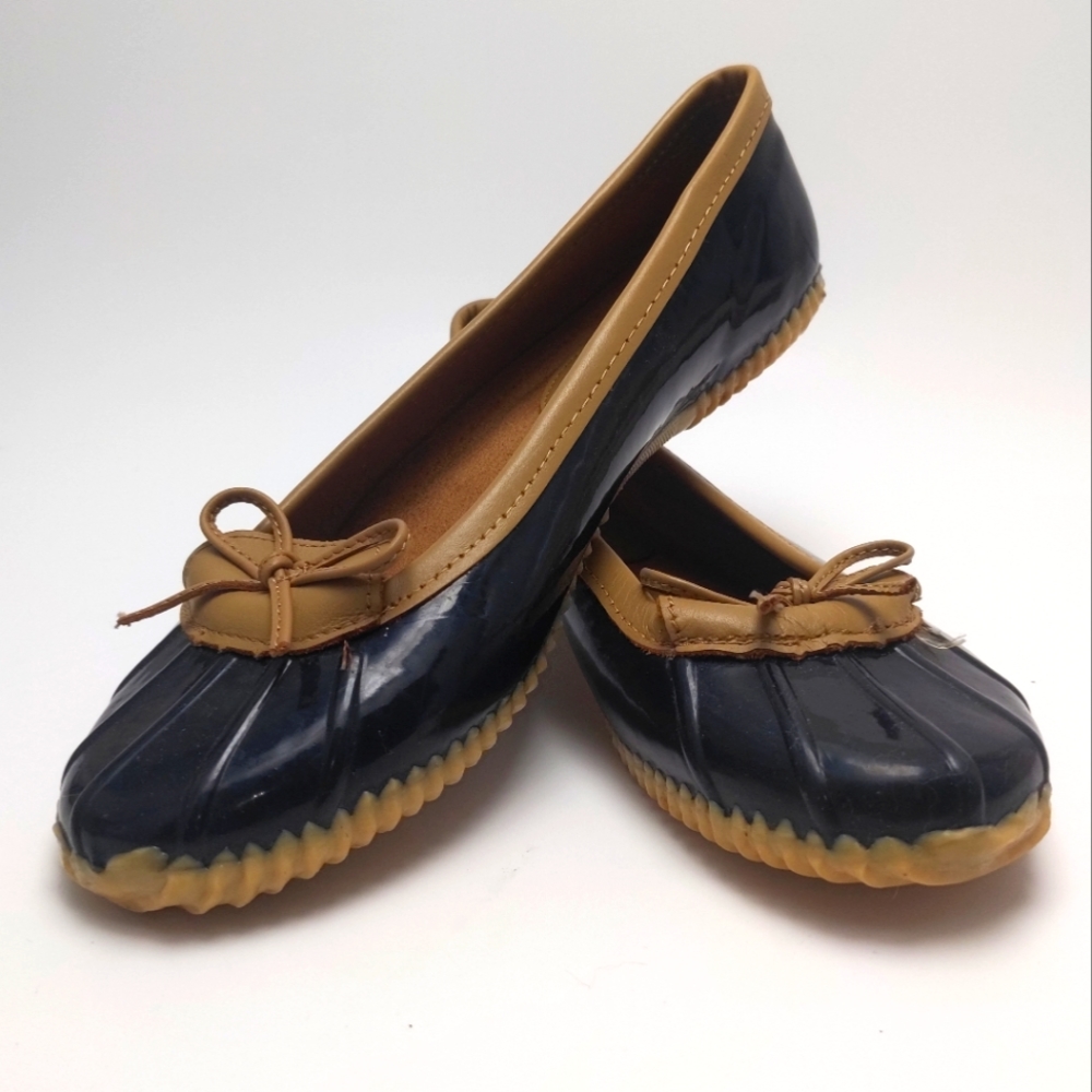Chooka Rubber Ballet Flats - Black Duck Skimmer Rain Slippers